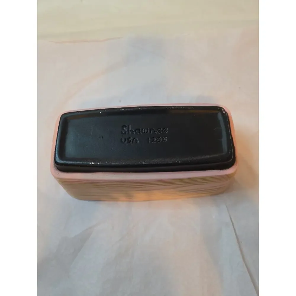 Vintage Shawnee Pink & Black Rectangle Planter USA 1205 Mid-Century Modern Pot